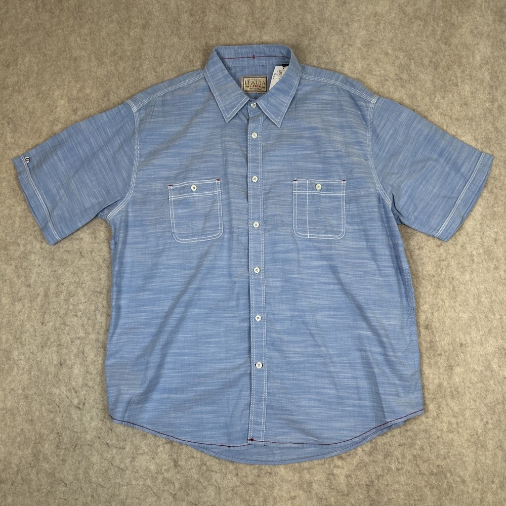 VINTAGE ITALIA Men's S/S Short Sleeve Shirt XXL Light Blue NWT